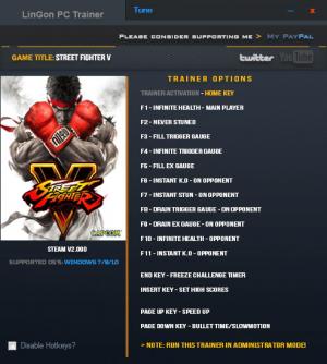 Street Fighter 5 Trainer for PC game version v2.090