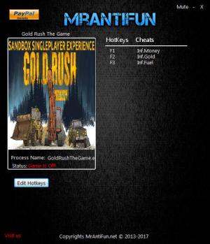 Gold Rush: The Game Trainer for PC game version v1.1.6653