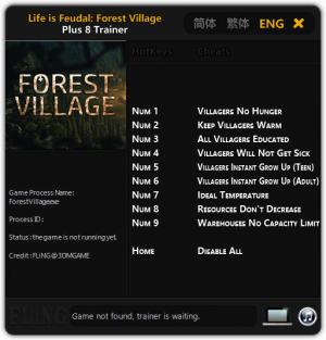 Life is Feudal: Forest Village Trainer for PC game version Early Access Updated 2017.12.27