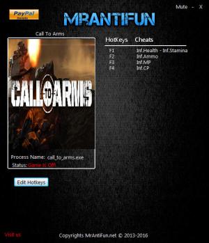 Call To Arms Trainer for PC game version v0.980