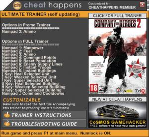 Company of Heroes 2 Trainer for PC game version 4.0.0.21799