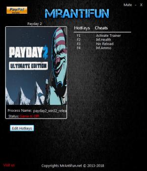 Payday 2 Trainer for PC game version v1.86.496