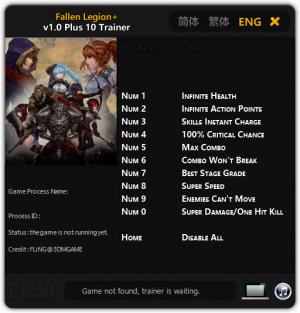 Fallen Legion Plus Trainer for PC game version v1.0