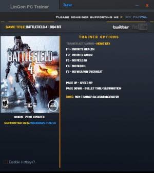 Battlefield 4 Trainer for PC game version Update Jan 2018 64bit