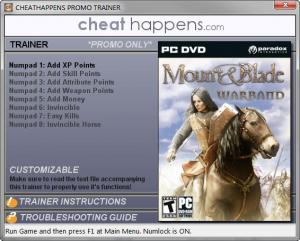 Mount and Blade: Warband Trainer for PC game version v1.173