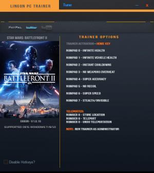 Star Wars: Battlefront 2 2017 Trainer for PC game version v1.0.15