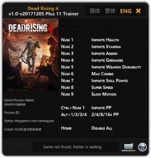 Dead Rising 4 Trainer for PC game version v1.0 - 05.12.2017