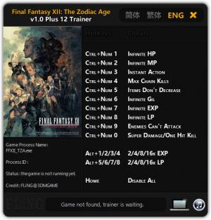 Final Fantasy XII: The Zodiac Age Trainer for PC game version v1.0
