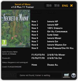 Secret of Mana Trainer for PC game version v1.0