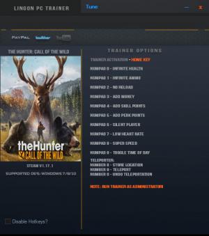 theHunter: Call of the Wild Trainer for PC game version v1.17.1