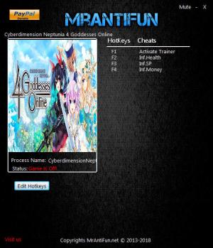 Cyberdimension Neptunia: 4 Goddesses Online Trainer for PC game version v1.00