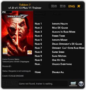 Tekken 7 Trainer for PC game version v1.0 - 1.13