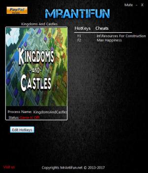 Kingdoms And Castles Trainer for PC game version v110