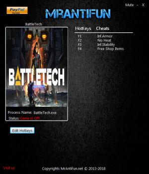 Battletech 2018 Trainer for PC game version v1.00