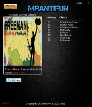 Freeman: Guerrilla Warfare Trainer for PC game version  v0.171