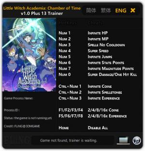 Little Witch Academia: Chamber of Time Trainer for PC game version v1.0