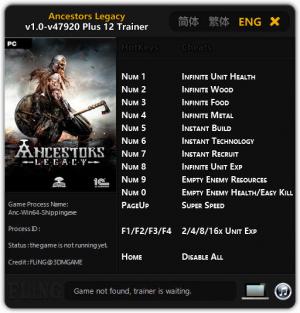 Ancestors Legacy Trainer for PC game version v1.0 - 47920
