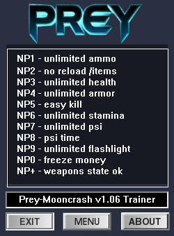 Prey 2017 Trainer for PC game version v1.06 Mooncrash