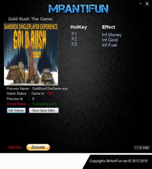 Gold Rush: The Game Trainer for PC game version v1.4.1.8542