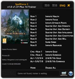 SpellForce 3 Trainer for PC game version v1.0 - 1.37