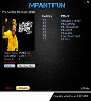 Pro Cycling Manager 2018 Trainer for PC game version v1.0.1.2