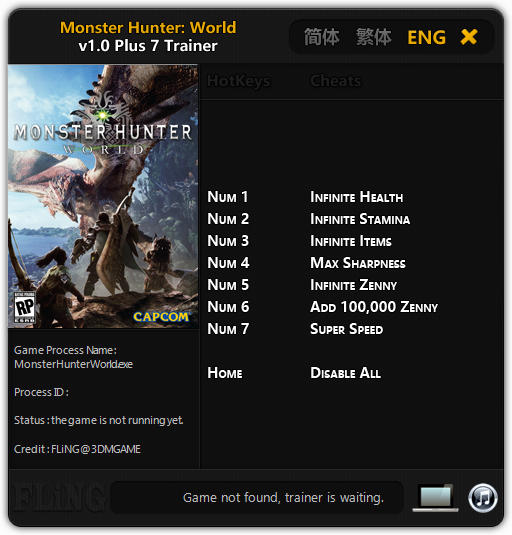 Monster Hunter World Trainer 7 V10 FLiNG