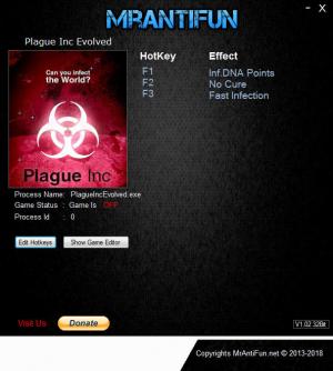 Plague Inc. Evolved Trainer for PC game version v1.16.0
