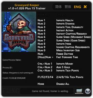 Graveyard Keeper Trainer for PC game version v1.026