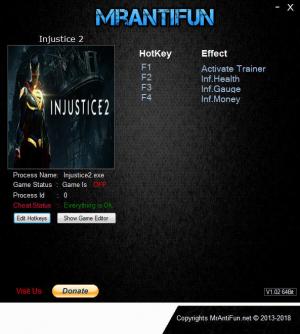 Injustice 2 Trainer for PC game version v22.08.2018