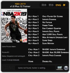 NBA 2K19 Trainer for PC game version v1.0