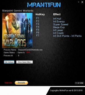 Starpoint Gemini Warlords Trainer for PC game version v2.040.0