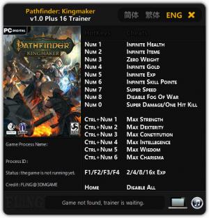 Pathfinder: Kingmaker Trainer for PC game version v1.0