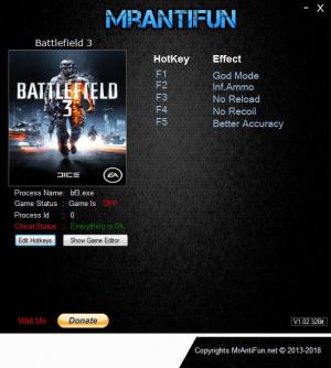 Battlefield 3 Trainer for PC game version v29.09.2018