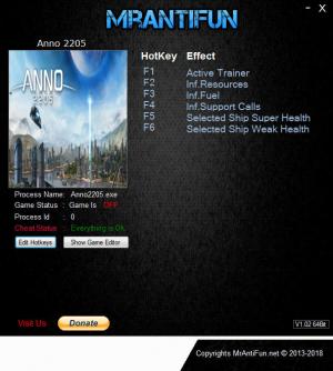 Anno 2205 Trainer for PC game version v1.08.3727 Steam
