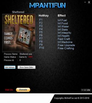 Sheltered Trainer for PC game version v1.8
