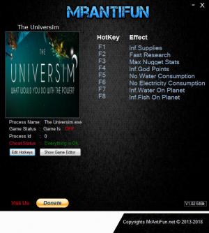 The Universim Trainer for PC game version v0.0.27.20828
