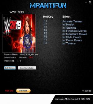WWE 2K19 Trainer for PC game version v07.10.2018