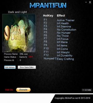 Dark and Light  Trainer for PC game version v100.47925