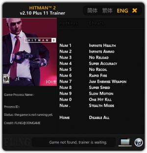 Hitman 2 Trainer for PC game version v2.10