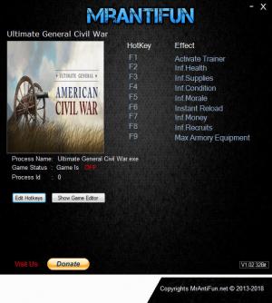Ultimate General: Civil War Trainer for PC game version v1.11