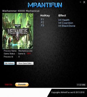 Warhammer 40.000: Mechanicus Trainer for PC game version v1.0.4