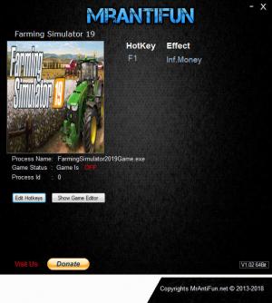 Farming Simulator 19 Trainer for PC game version v1.00