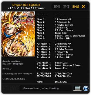 DRAGON BALL FighterZ Trainer for PC game version v1.13