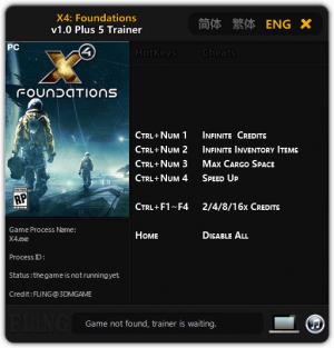 X4: Foundations Trainer for PC game version v1.0