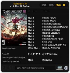Darksiders 3 Trainer for PC game version v1.0