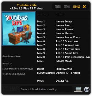 Youtubers Life Trainer for PC game version v1.3