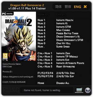Dragon Ball Xenoverse 2 Trainer for PC game version v1.11