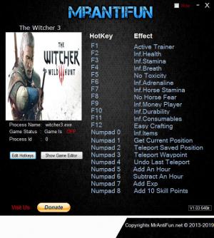 The Witcher 3: Wild Hunt Trainer for PC game version v1.32