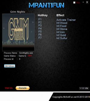 Grim Nights Trainer for PC game version v1.1.1
