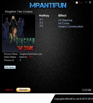 Kingdom Two Crowns Trainer for PC game version v1.01